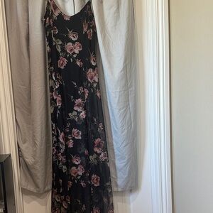 Floral Black and Pink Maxi Dress